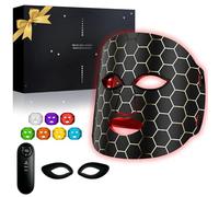LED Face Mask, Red Light Therapy Mask LED Red Light Face Mask 7 Photon Modes Therapy 288 Beams Comes With Rechargeable Remote Control, for Skin Rejuvenation, Anti-Aging, and Soothing(7 Lights)