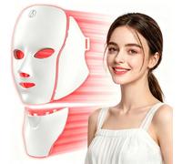 LED Face Neck Mask Light Therapy for Skin Care Anti Aging Wrinkles Acne Treatment,Red Blue Infrared 7 Colors Facial Rejuvenation Device 850nm Near Infrared,Home Use Beauty Device White