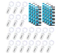 LED fairy lights with battery, 20 pieces, 2 m, 20 LEDs (additional 40 batteries), double the lighting time extension of working time, for Christmas, wedding decoration (20 pieces, cool white)