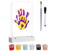 LED Family Handprint Kit, DIY Paint Handprint Frame, Personalized Keepsake Night Light for New Parents, Hand and Footprint Kit for Little One Showers, Birthdays