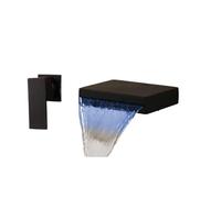 LED Faucet Bath Matte Black Solid Brass Bathtub Waterfall(Faucet Set with Led)