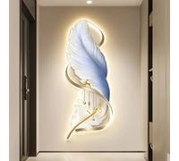 LED Feather Wall Art - Illuminated Modern Decor with Plug-in Power Supply for Living Room and Corridor