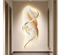 LED Feather Wall Art - Illuminated Modern Decor with Plug-in Power Supply for Living Room and Corridor