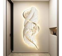 LED Feather Wall Art - Illuminated Modern Decor with Plug-in Power Supply for Living Room and Corridor