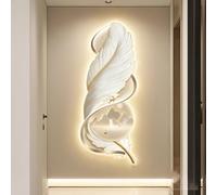 LED Feather Wall Art - Illuminated Modern Decor with Plug-in Power Supply for Living Room and Corridor