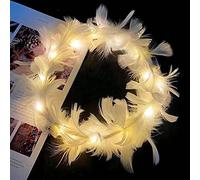 LED Feather Wreath Crown Headband,Light-Up Halo Headband, Luminous Headdress Party Girls V3V0 Christmas Wedding For Women