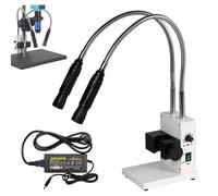 Led Fiber Optic Microscope Illuminator, Adjustable Double Gooseneck Lamp, 6000K Bright Light Source For Stereo Zoom Microscopes