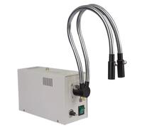 LED Fiber Optic Microscope Illuminator with Dual Gooseneck and Adjustable Brightness, Cold Light Source, Shadow-Free Lighting, Flexible Direction for Precise Viewing