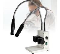 LED Fiber Optic Microscope Light with Adjustable Brightness Control and Lens Adapters for Stereo Zoom Microscopes, Gooseneck Design for Industrial Use