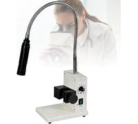 LED Fiber Optic Microscope Light with Adjustable Brightness Control and Lens Adapters for Stereo Zoom Microscopes, Gooseneck Design for Industrial Use