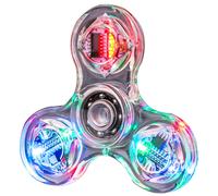 LED Fidget Spinner for Kids and Adults, Light up Sensory Fidget Toys Glow in The Dark with 16 LED Lamps and Over 20 Lighting Modes, Smooth and Less