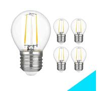 LED Filament Golf Ball 2W Light Edison Screw E27, 10w Equivalent Replacement Bulb, 180LM Mini Globe G45 LED Bulbs, Cool White 6000K, Energy Saving Chandelier Lightbulbs Globe Energy Saving (5 pieces)
