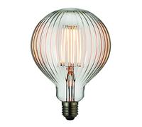 LED Filament Lamp Bulb 4W E27 LED Clear Ribbed Glass Globe | 480 Lumen Output - 2200k Warm White - Non-Dimmable Light Bulb - Vintage Lighting Accessory