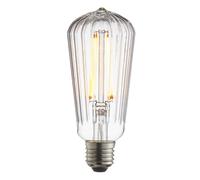 LED Filament Lamp Bulb 4W E27 LED Clear Ribbed Glass Pear 2200k Warm White