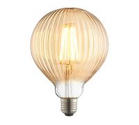 LED Filament Lamp Bulb Amber Tinted 4W E27 LED Ribbed Glass Gobe Warm White | 400 Lumen Output - 2000k Warm White - Non-Dimmable Light Bulb - Vintage Lighting Accessory