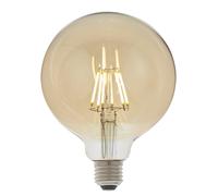 LED Filament Lamp Bulb Dimmable 6W E27 LED 125mm Amber Tinted Glass Globe