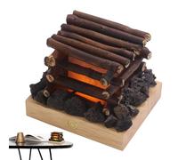 LED Fireplace Logs - Textured Resin Construction, Soft Glutton Lighting, Realistic Fire Pit Effect Pattern, Decorative Mantle Soft Atmospheric Glow Projection Piece | Indoor