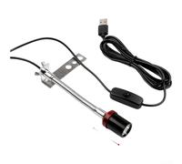 LED Fishing Light, Blue/White Dual Source, Adjustable Zoom Raft Lamp with USB Rechargeable Battery and Metal Gooseneck for Night Angling on Boats(D)