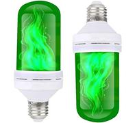 LED Flame Effect Light Bulb - 1 Pack 4 Lighting Modes Simulation Flame Flickering - E26 E27 B22 Base - Gravity Sensor Upside Down Effect - for Festival/Hotel/Bar/Home/Party Decoration (green, A size)