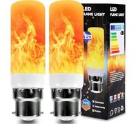 LED Flame Light Bulb, Flame Effect 5W B22 Dancing Fire Light Bulb with 3 Lighting Modes, for Indoor Outdoor Party (2 PCS)