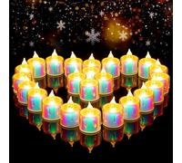 LED Flameless Candles, 24Pcs Colored Casing Crystal LED Tea Lights Battery Operated for Valentine's Day Christmas Romantic Night Wedding Anniversary Table Party Decoration