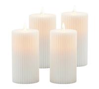 LED Flameless Pillar Candles Real-Wax Flickering Flame Set of 4