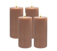 LED Flameless Pillar Candles Real-Wax Flickering Flame Set of 4