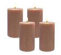 LED flameless Real-wax pillar candles Flickering warm-white flame Set of 4