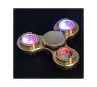 (LED Flash Gold) LED Light-Up Flashing Assorted Fidget Tri-Spinner Anxiety & Stress Relief Toy