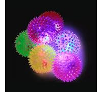 LED Flashing Bouncy Disco Balls With Light, Spiky Bounce Balls, 6 Spiky 6.5cm Squishy Spiky Balls for Massage, Autism & Pet Play