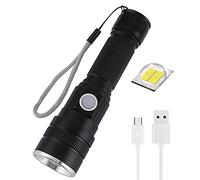 LED Flashlight, USB Rechargeable Flashlights, Super Bright 6000 Lumen P50 Flashlights, Rechargeable Tactical Waterproof Flashlight with Zoom for Camping, Hiking and Emergencies (Built-in battery)