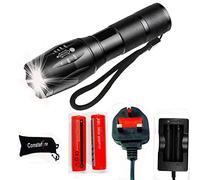 LED Flashlight with 2pcs 3000MAH Battery, 2000 Lumen Rechargeable Torch, XM T6 Tactical Flashlight with 5 Modes, Zoomable Waterproof for 18650 LED Torch Flashlight,Emergency and Outdoor Use