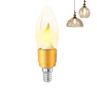 LED Flickering Flame Decorative Light Bulb | 3W Energy Saving Realistic Flame Effect Lamp | Golden Glow Candlestick Bulb for Halloween & Christmas Atmosphere | Base Indoor Outdoor Decor