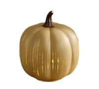 LED Flickering Pumpkin Lights, Resin Battery Operated Pumpkin Night Light Decoration for Halloween Thanksgiving Autumn Table Centerpiece Indoor Outdoor (Beige, 18cm)