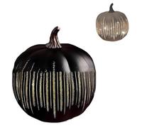 LED Flickering Pumpkin Lights, Resin Battery Operated Pumpkin Night Light Decoration for Halloween Thanksgiving Autumn Table Centerpiece Indoor Outdoor (Black, 15cm)