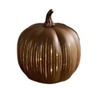 LED Flickering Pumpkin Lights, Resin Battery Operated Pumpkin Night Light Decoration for Halloween Thanksgiving Autumn Table Centerpiece Indoor Outdoor (Brown, 15cm)