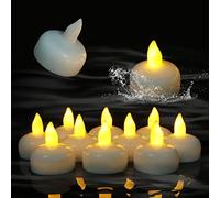 LED Floating Candles, PChero 12pcs Waterproof Flameless Candles Battery Operated Flickering Floating Tea Lights for Wedding, Birthday Party, Bath, Hot Tub, Spa, Pool, Pond [Warm White]