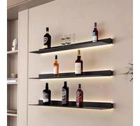 LED Floating Display Shelf with Built-in Lighting Wall-mounted Aluminum Showcase for Entryway Bar Bathroom - Gold Finish 90x20x6cm