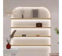 LED Floating Display Shelf with Invisible Supports - Natural Wood Wall-Mounted Shelf for Home Décor Bars & Restaurants - Stylish LED Accent Lighting for Modern Interiors