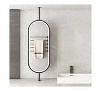 LED Floating Oval Wall Mirror for Bathroom, Entryway & Interior Decor - Customizable Post, Black, 40 x 80 cm - Stylish Lighting & Modern Design