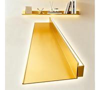 LED Floating Shelves with Heavy Duty Metal Frame Wall-Mounted Aluminum Plant & Book Display Shelf Lighted Stand for Home Bar Bathroom - Gold 120cm/47in