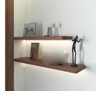 Led Floating Shelves With Hidden Brackets - Perfect For Showcasing Photos, Books, And Awards In Homes, Bars, And Hotels | Modern Wall Decor Original Wood Color 40cm