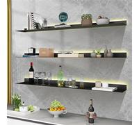 LED Floating Wall Shelves Commercial Bar Lighting Shelf Metal Book Shelves for Bedroom Living Room Bathroom Black 60x20x6CM - Modern Home Decor and Storage Solution