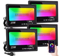 Upgraded LED Flood Light Outdoor Indoor 2500LM, DIY RGB Color Changing Stage Party Lights by APP Control, Bluetooth Smart Floodlights Dimmable-Timing-Music Sync-IP66 Waterproof Landscape Lighting