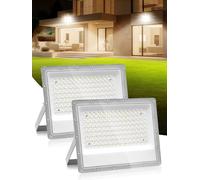 LED Floodlight Outdoor 100W 2 Pack,10000LM Super Bright Flood Lights,3000K Warm White LED Security Lights,IP66 Waterproof Work Light,Wall Light for Garden, Yard, Garage, Streets