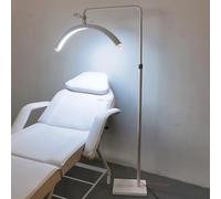 LED Floor Lamp, 28-inch LED Fill Light Curved Half Moon Lamp with Mobile Holder, Adjustable & Rotatable Lighting Head Lighting Lamp for Skincare, Lash Extension, Facial Spa, Manicure, Tattoo (White)