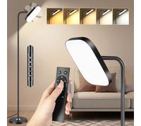 LED Floor Lamp 36W Uplighter Standing Light with Remote Control 3200lm Dimmable Adjustable Floor Reading Lamp with 5 Color Temperature and 360°Rotating Head for Living Room, Bedroom, Office, Black