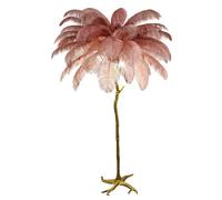 LED Floor Lamp with Dimmable Function, Natural Ostrich Feather Tripod, Modern Design for Kitchen and Bedroom, 150x90CM