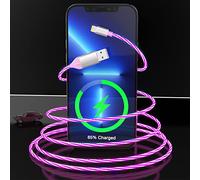 LED Flow iPhone Charging Cable, MFi Certified 6.5ft Glow in the Dark USB Car Cable LED Charger for Apple iPhone 14 13 12 11 Pro Max XS XR X 8 7 6 Plus 5 SE