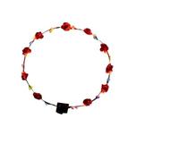 LED Flower Crown Headband, Light Up Party Hair Accessory | 10 LED Glow Garland, Adjustable 65cm - Battery Included for Women & Girls. Red